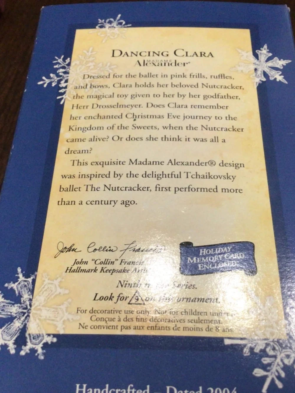 Vintage Hallmark Keepsake  ornament, dancing Clara, Madame Alexander 2004